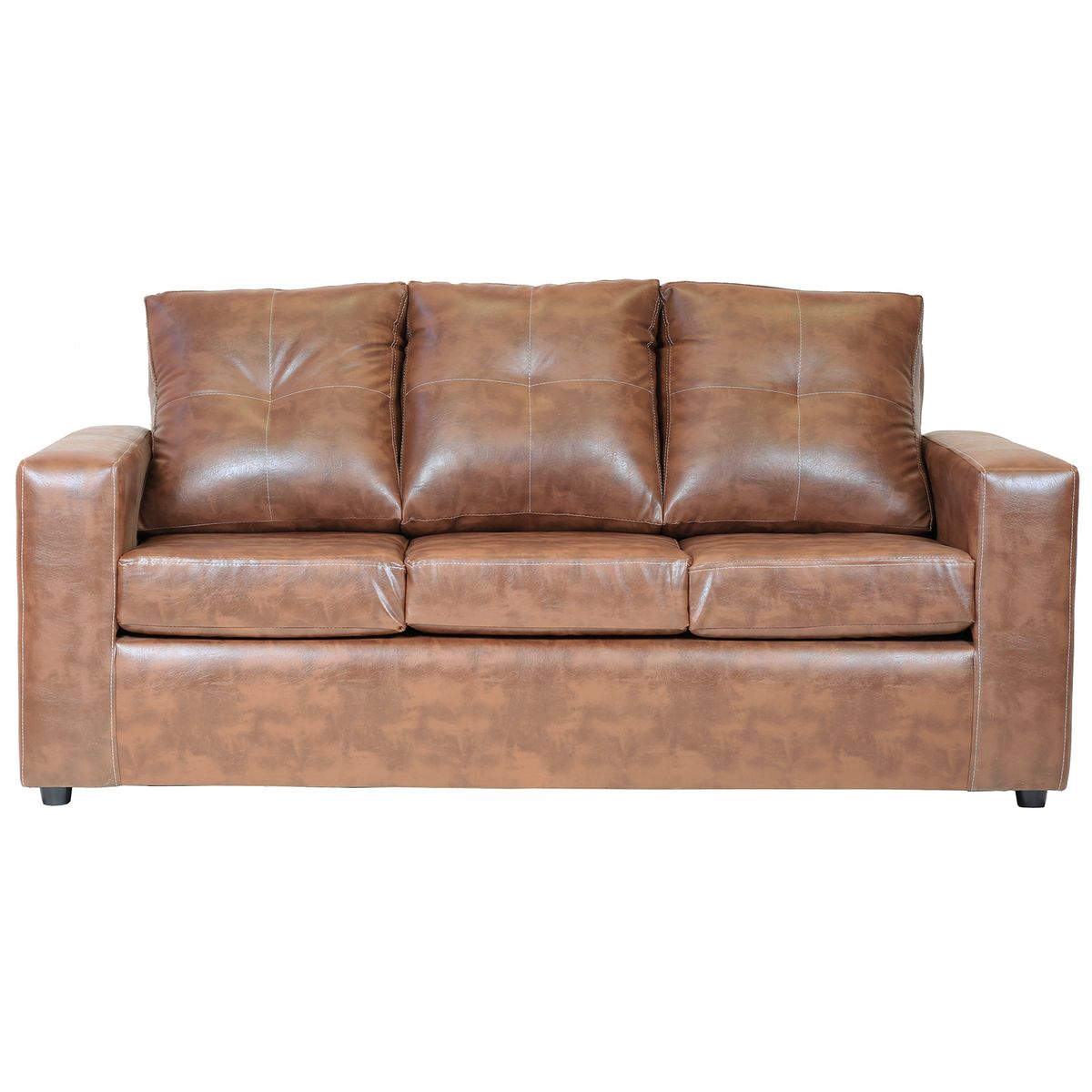 MUEBLES ALTIRO - Living Emanuel 3 Cuerpos Y 2 Poufs - Cuero Sintético Pu