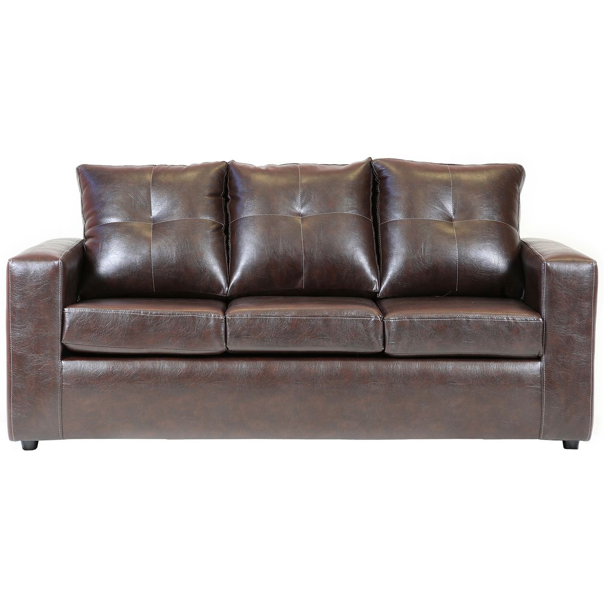 MUEBLES ALTIRO - Living Emanuel 3 Cuerpos Y 2 Poufs - Cuero Sintético Pu