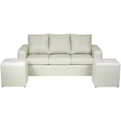 MUEBLES ALTIRO - Living Emanuel 3 Cuerpos Y 2 Poufs - Cuero Sintético Pu