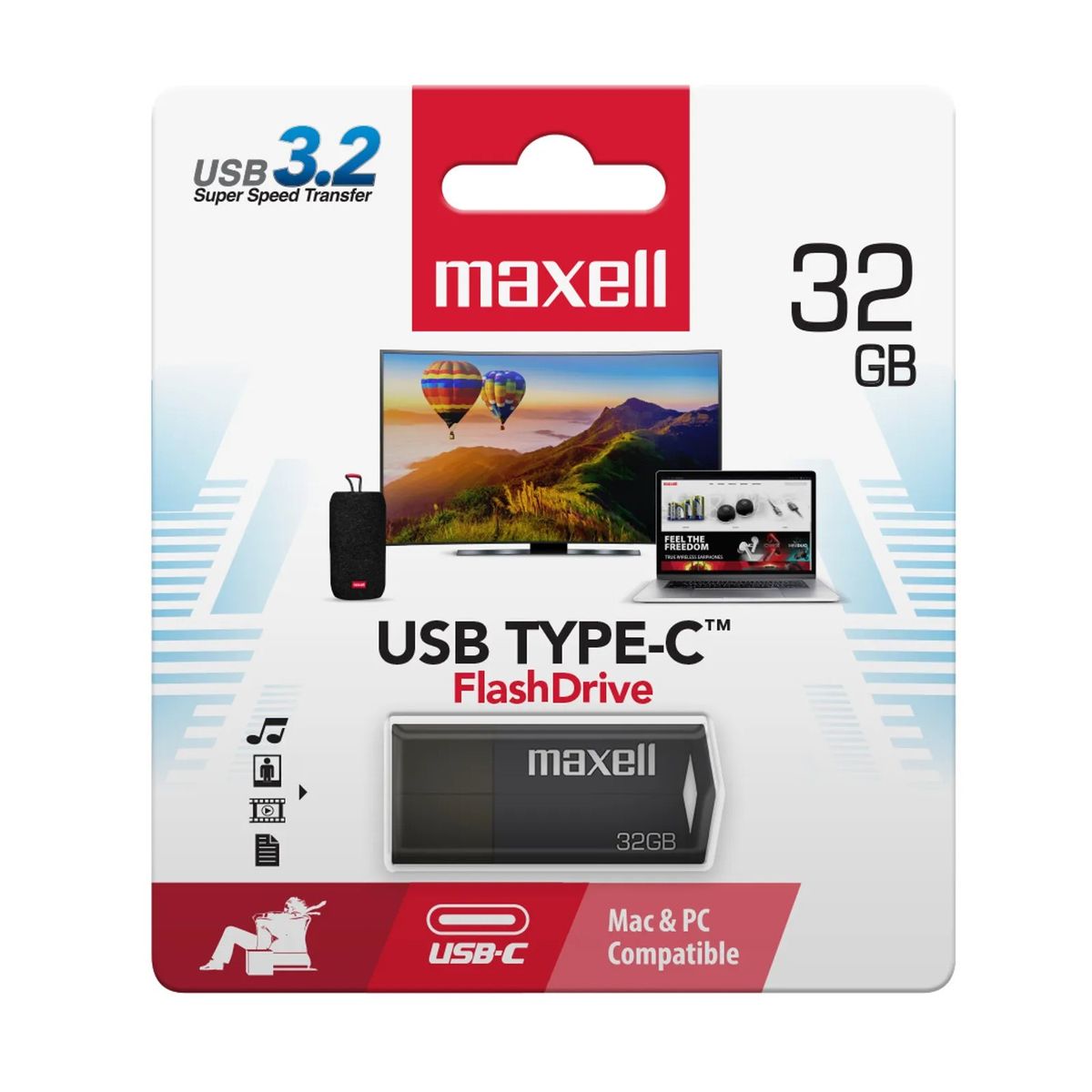 MAXELL - Pendrive Maxell USBTC Tipo C 32gb 3.2 Negro