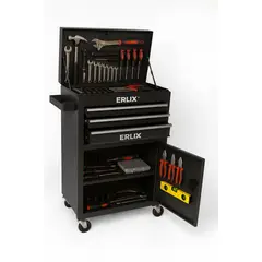 GENERICO - Gabinete Metálico Caja Porta Herramientas Con Ruedas Negra