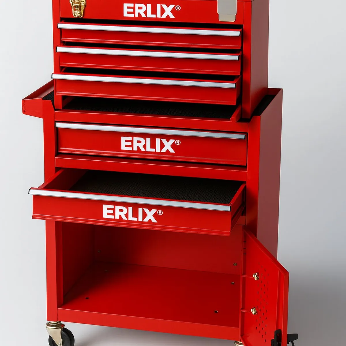 GENERICO - Gabinete Metálico Caja Porta Herramientas Con Ruedas Rojo