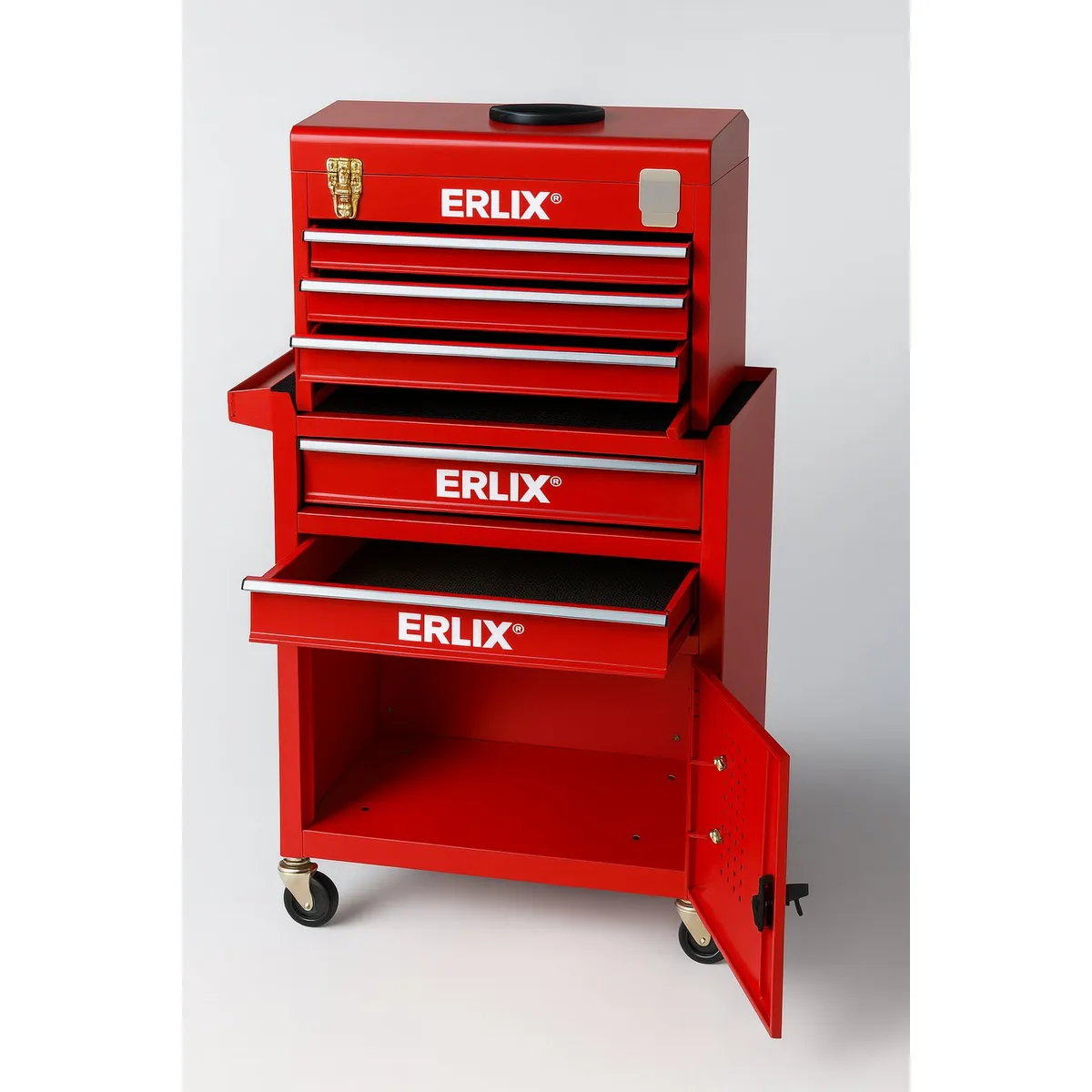 GENERICO - Gabinete Metálico Caja Porta Herramientas Con Ruedas Rojo