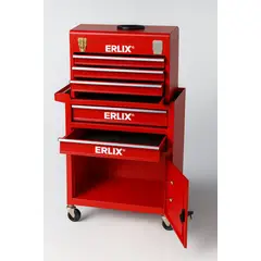 GENERICO - Gabinete Metálico Caja Porta Herramientas Con Ruedas Rojo