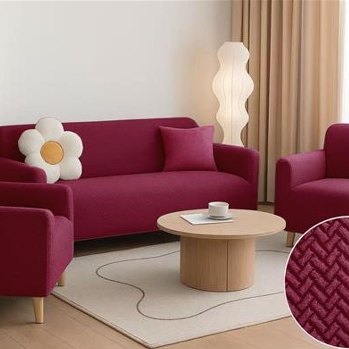GENERICO - SET DE CUBRE SILLONES 3+1+1 TELA TEXURIZADA
