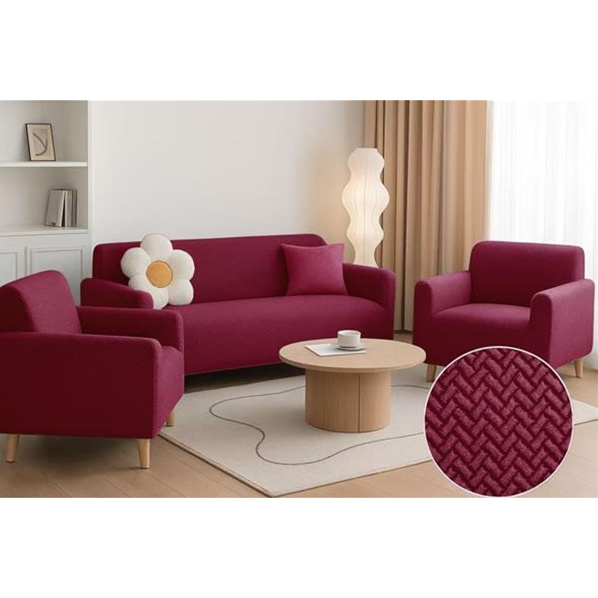 GENERICO - SET DE CUBRE SILLONES 3+1+1 TELA TEXURIZADA