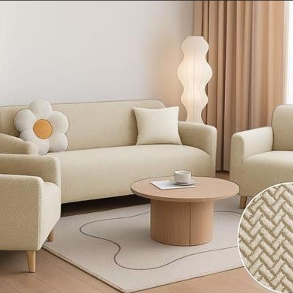 GENERICO - SET DE CUBRE SILLONES 3+1+1 TELA TEXURIZADA