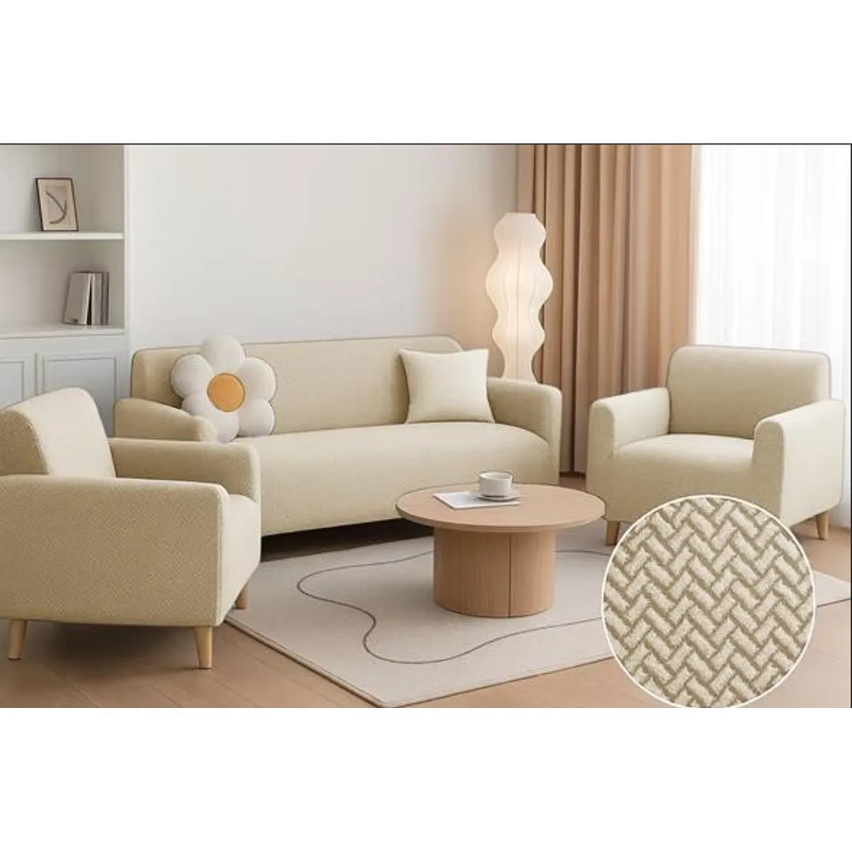 GENERICO - SET DE CUBRE SILLONES 3+1+1 TELA TEXURIZADA