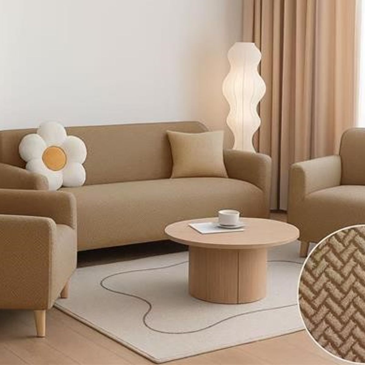 GENERICO - SET DE CUBRE SILLONES 3+1+1 TELA TEXURIZADA