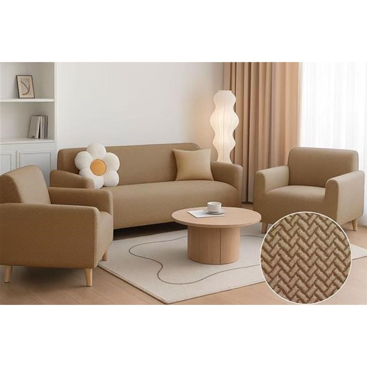 GENERICO - SET DE CUBRE SILLONES 3+1+1 TELA TEXURIZADA