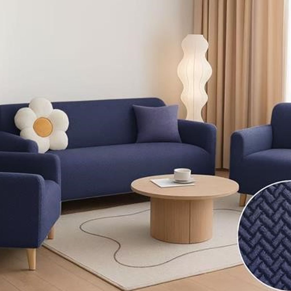 GENERICO - SET DE CUBRE SILLONES 3+1+1 TELA TEXURIZADA