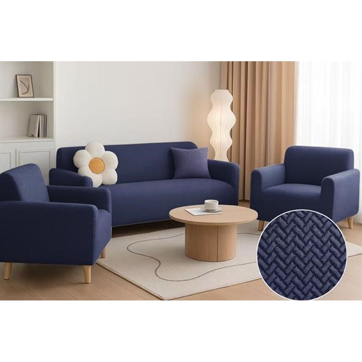 GENERICO - SET DE CUBRE SILLONES 3+1+1 TELA TEXURIZADA