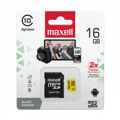 MAXELL - Tarjeta de Memoria Micro SD 16GB CLASE 10