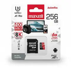MAXELL - Tarjeta de Memoria MicroSD 256GB UH-3 8K 100mb V30