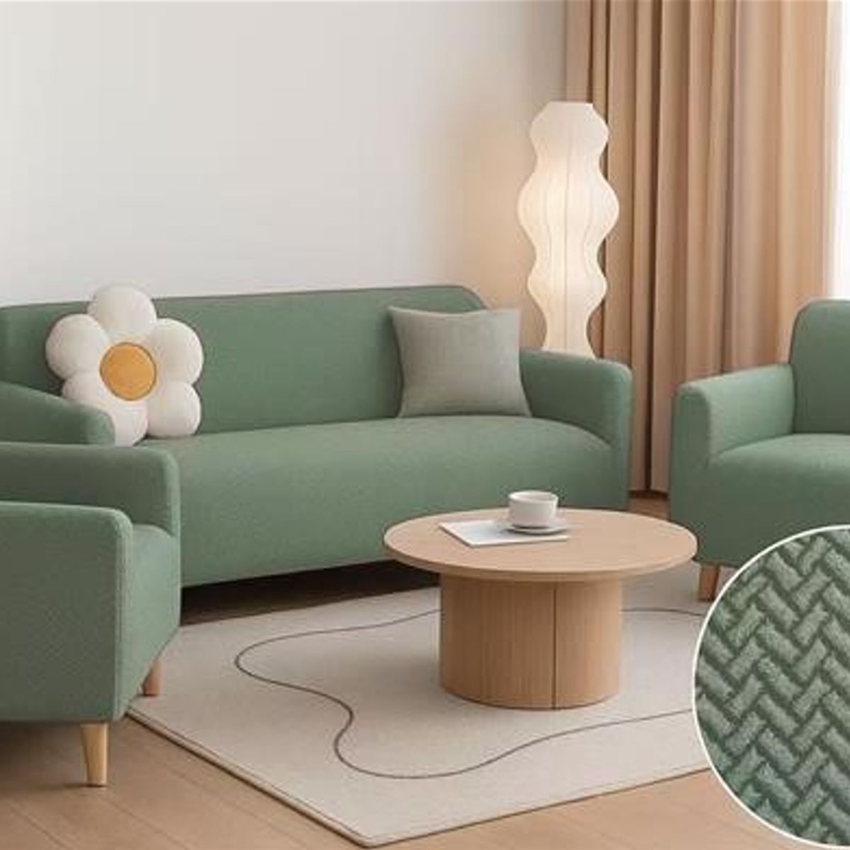 GENERICO - SET DE CUBRE SILLONES 3+1+1 TELA TEXTURIZADA CON DISEÑO