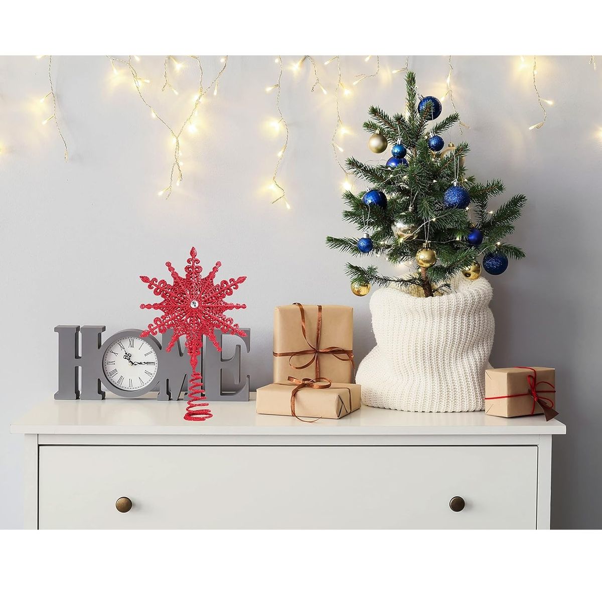 GENERICO - ADORNO ESTRELLA 3D 16x20 cm ROJA para árbol navideño