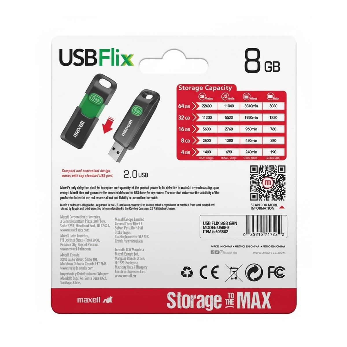 MAXELL - Pendrive Maxell USB FLIX 8GB 2.0 Verde