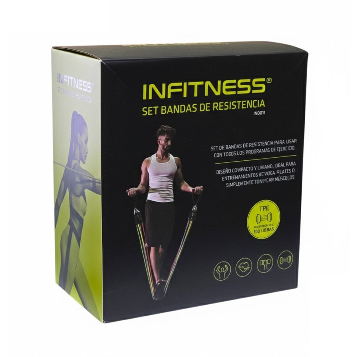 INFITNESS - Set De 5 Bandas Elásticas Tubulares Infitness 100lb IN0011
