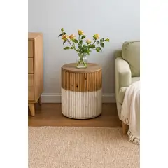 GENERICO - Mesa Lateral Redonda Madera Diseño Orgánico