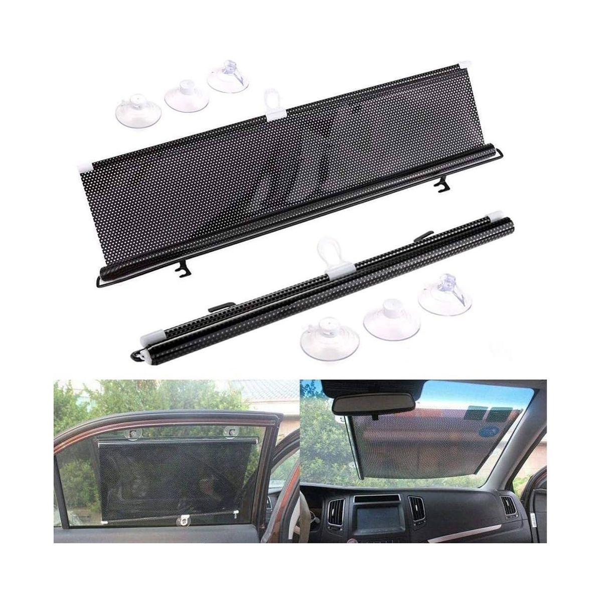 GENERICO - Cortina tapa sol retractil 45 x 125 para autos multiuso