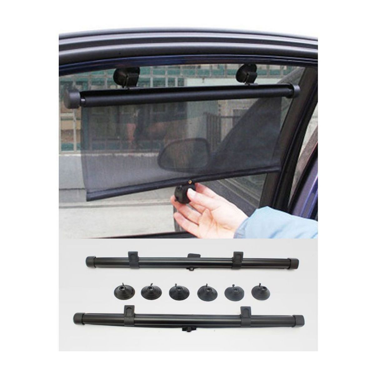 GENERICO - Cortina tapa sol retractil 45 x 125 para autos multiuso