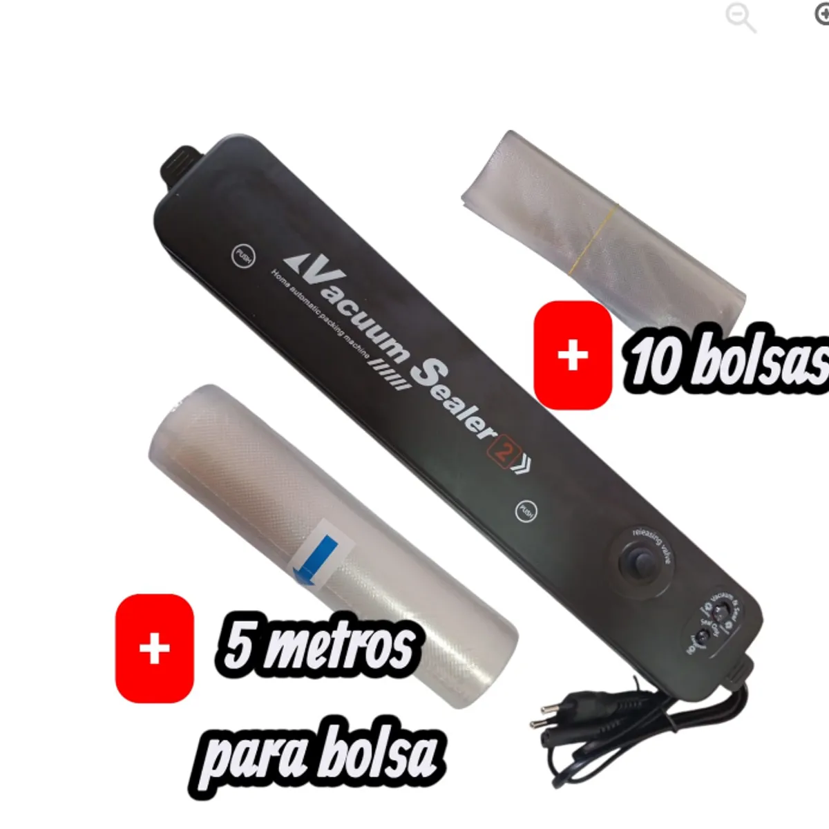 GENERICO - Maquina Selladora al vacio alimentos mas 5 metros rollo para bolsa