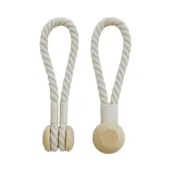 COLETTE - Set De Toma Cortinas Algodón Trenzado Tope Madera Magnético Colores Ciprés