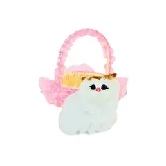 SOLEIO - GATO MAULLADOR EN CANASTA JUGUETE DECORATIVO ROSADO