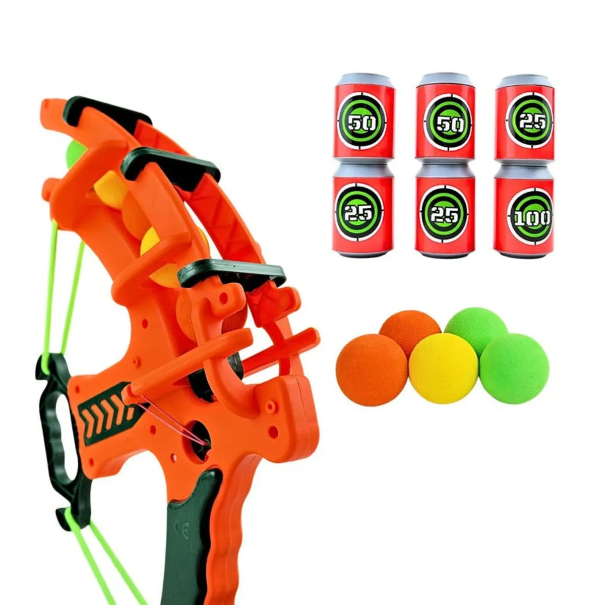 SOLEIO - JUGUETE ARCO LANZADOR DE BOLAS TIRO AL BLANCO NARANJA