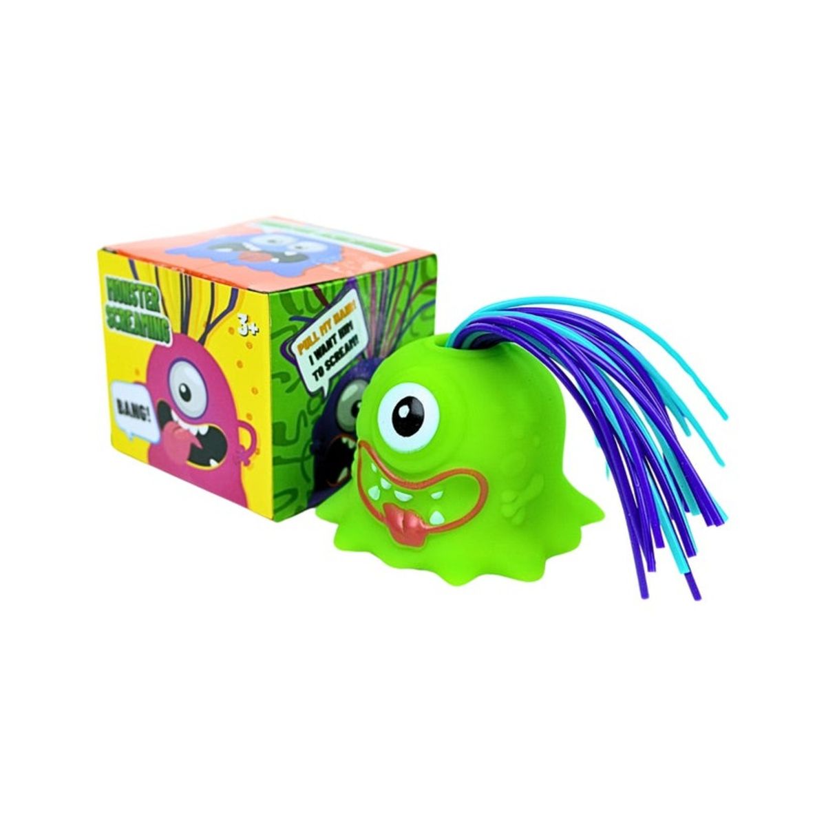 SOLEIO - PACK X 4 MUÑECO ANTI ESTRÉS SCREAM MONSTER JALANDO EL PELO VERDE