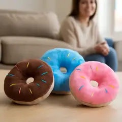 DEFENSOR FOREVER - X3 Peluches Para Mascotas Perro Gato Con Sonido Diseño Donas