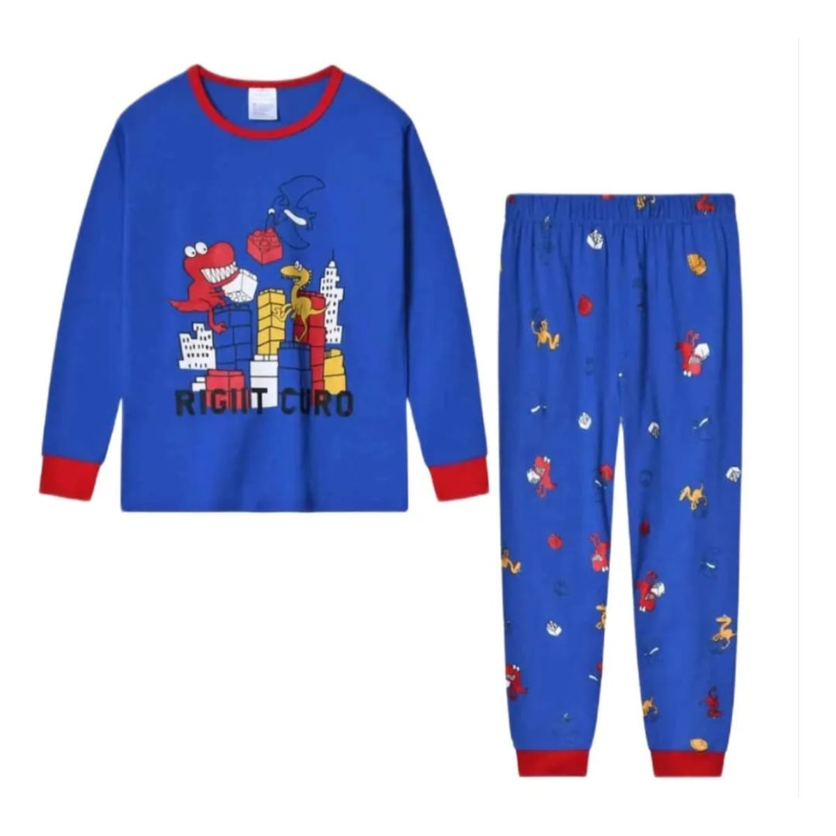 QIKUN - Conjunto Pijama Algodón Dinosaurios  Niños