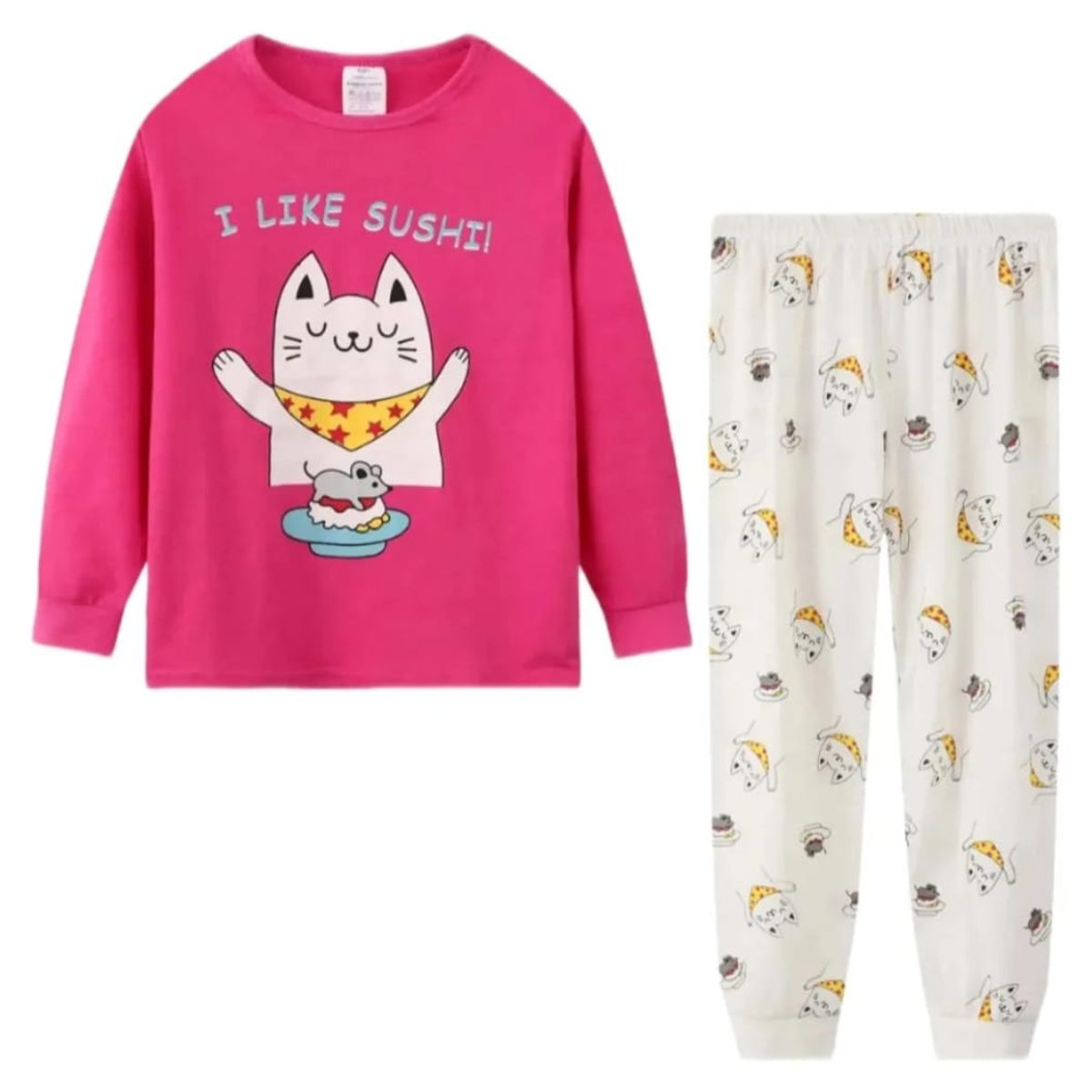 QIKUN - Conjunto Pijama Algodón Gato Gatito Pijama Infantil