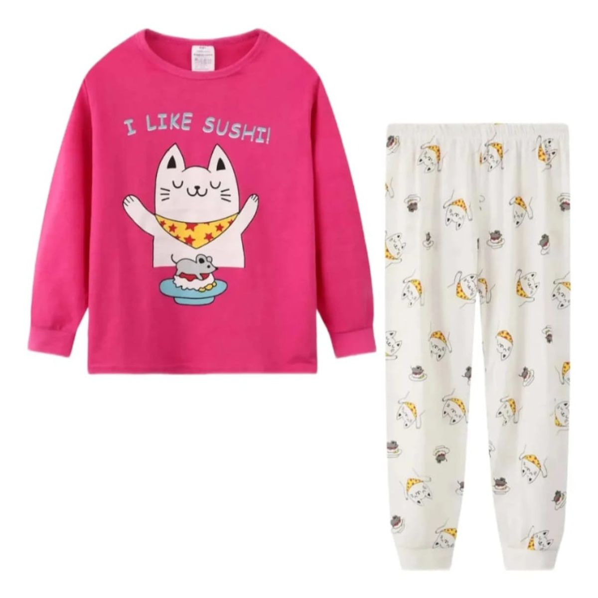 QIKUN - Conjunto Pijama Algodón Gato Gatito Pijama Infantil