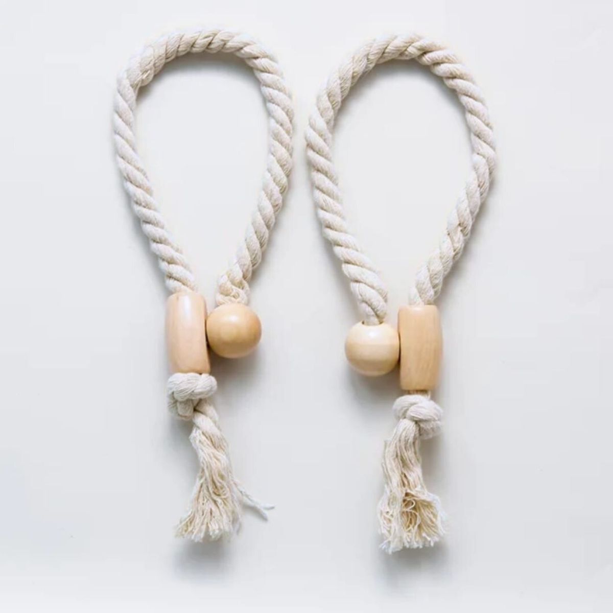 COLETTE - Set De Toma Cortinas Algodón Madera Magnético Rustico