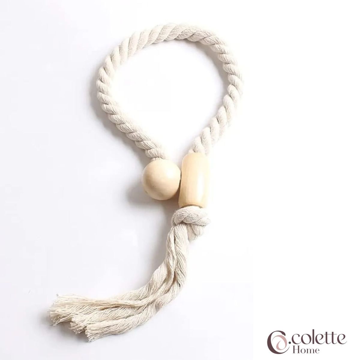 COLETTE - Set De Toma Cortinas Algodón Madera Magnético Rustico