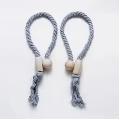 COLETTE - Set De Toma Cortinas Algodón Madera Magnético Rustico