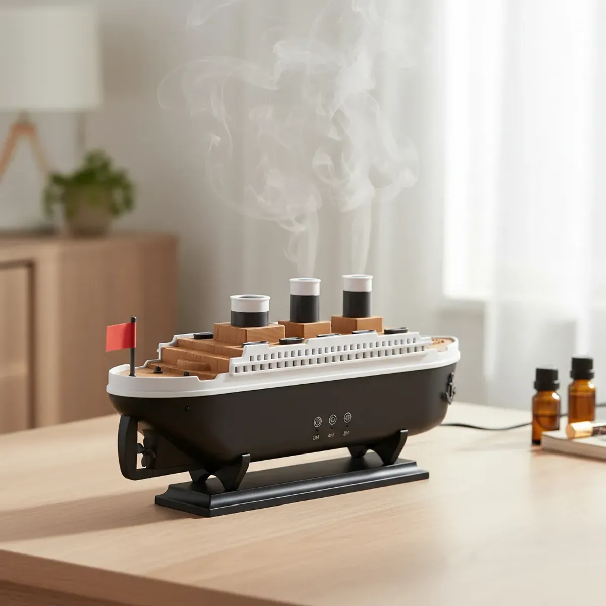 GENERICO - Humidificador Ultrasonico Aromaterapia Barco Vapor 250ml Negro