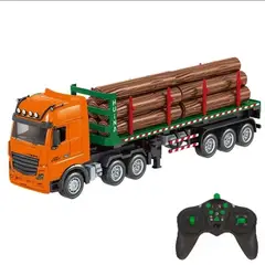 GENERICO - CAMION REMOLQUE CON MADERA CONTROL REMOTO 2.4 GHZ BATERIA RECARGABLE