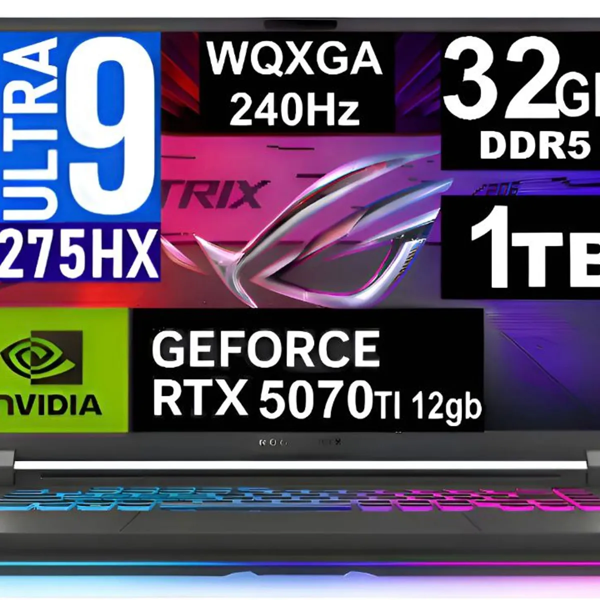 ASUS - LAPTOP GAMER Asus Rog Strix G16 2025 WQXGA 240HZ  Ultra9 275hx SSD 1tb 32gb DDR5 NVIDIA Rtx 5070ti 12GB
