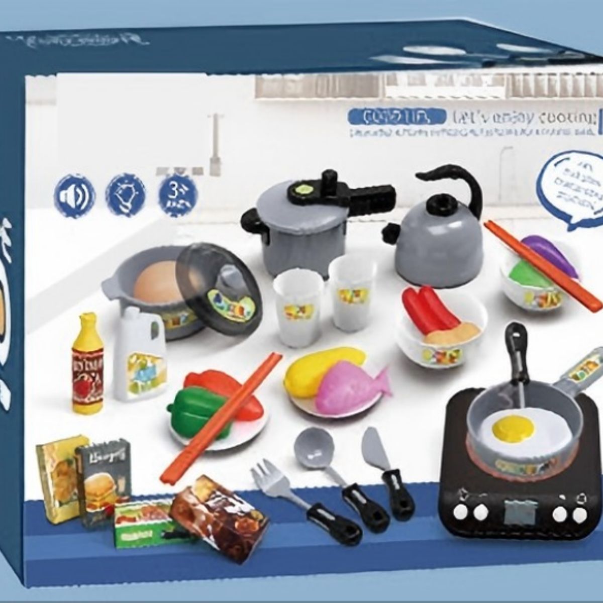 MAMITA Y BEBE - Set De Cocina De Juguete  Niños Juego De Mini Chef Gris