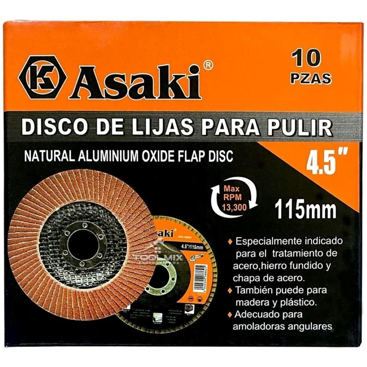 GENERICO - 10 Disco Flap Lija Traslapado Madera Hierro Grano 60 4.5 Pulg