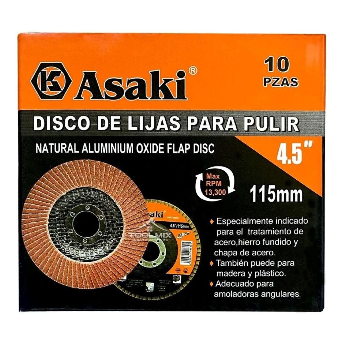 GENERICO - 10 Disco Flap Lija Traslapado Madera Hierro Grano 60 4.5 Pulg