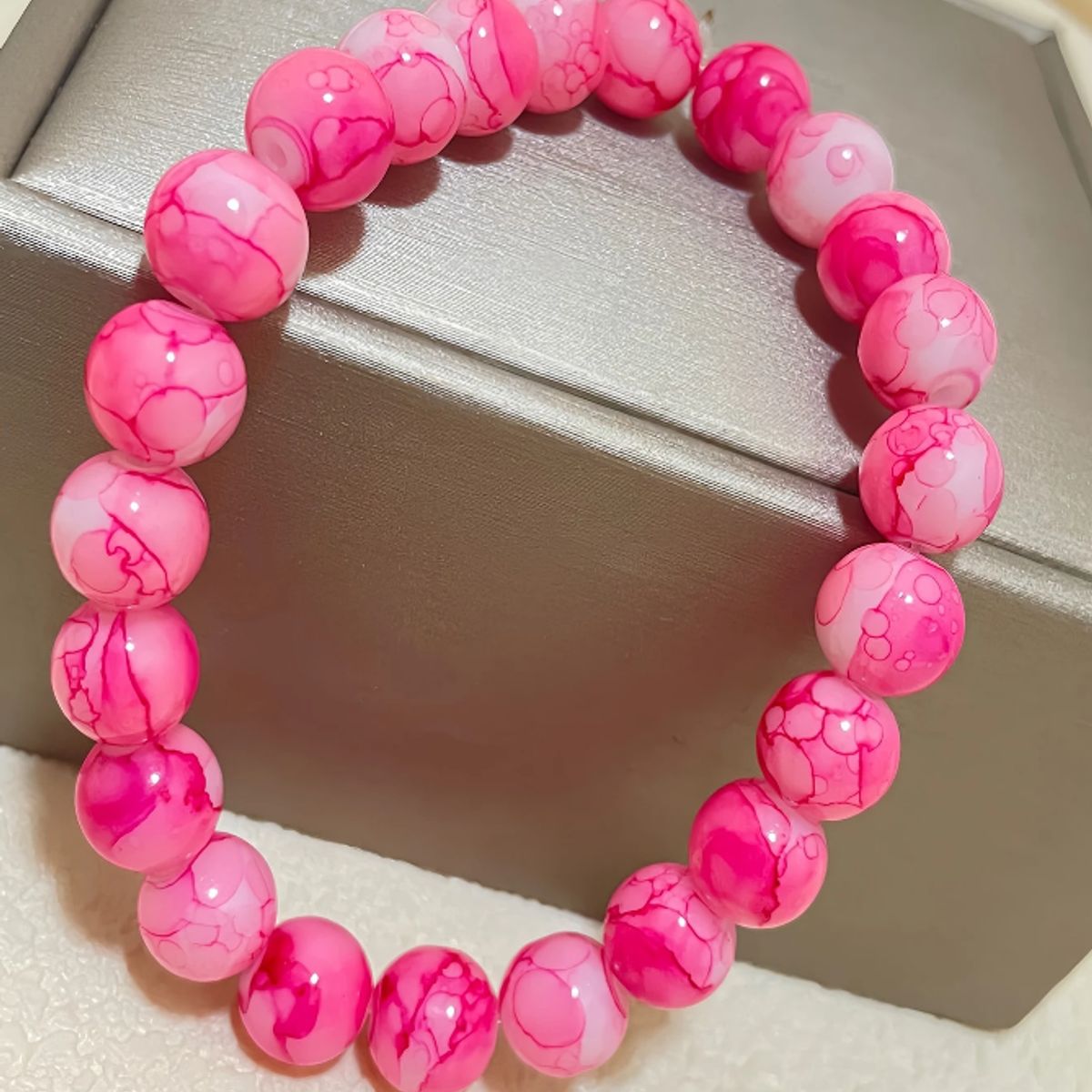KIRAMA CLOTHING STORE - Pulsera de Cuentas Rosadas Marmoleadas