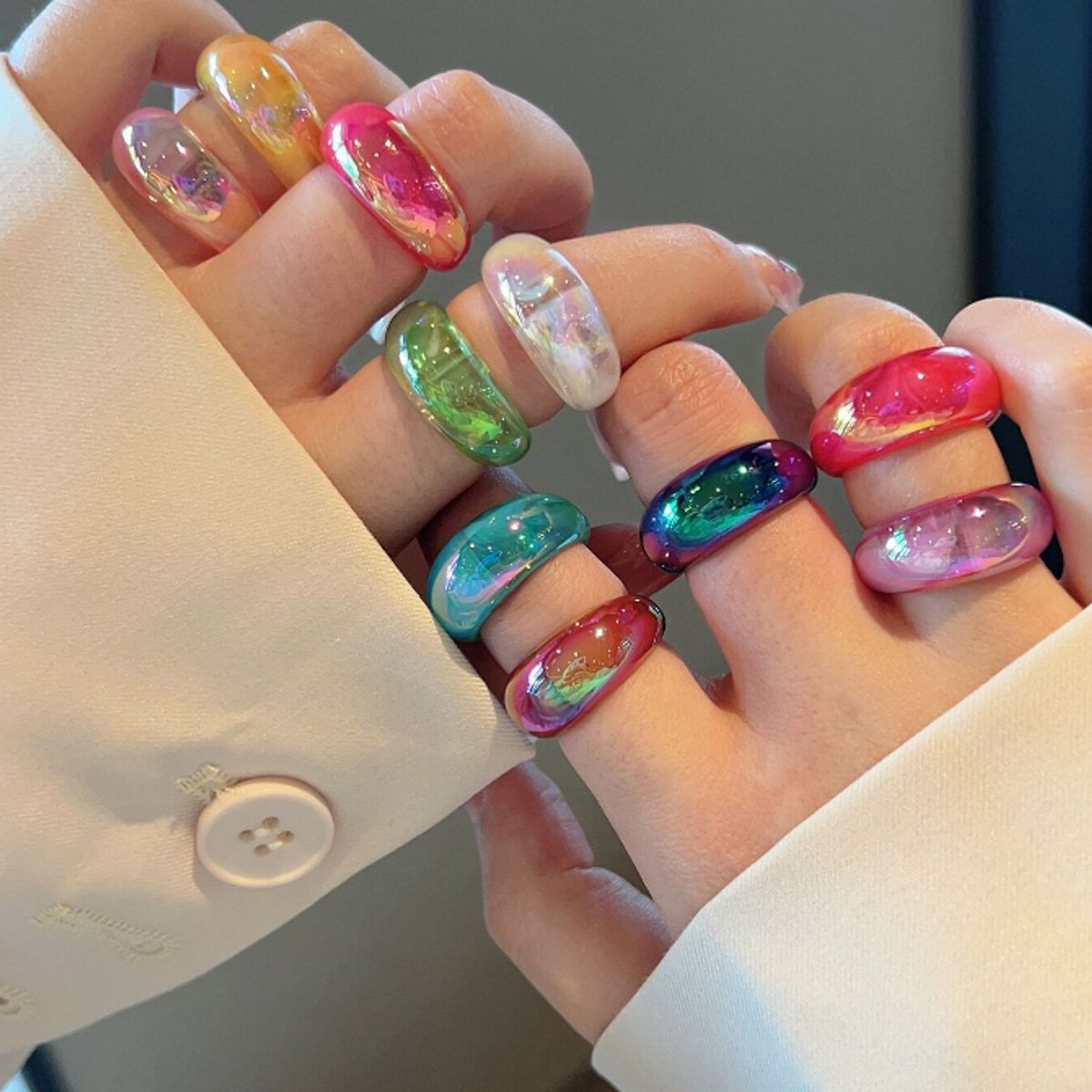 KIRAMA CLOTHING STORE - Anillos de Resina con Glitter