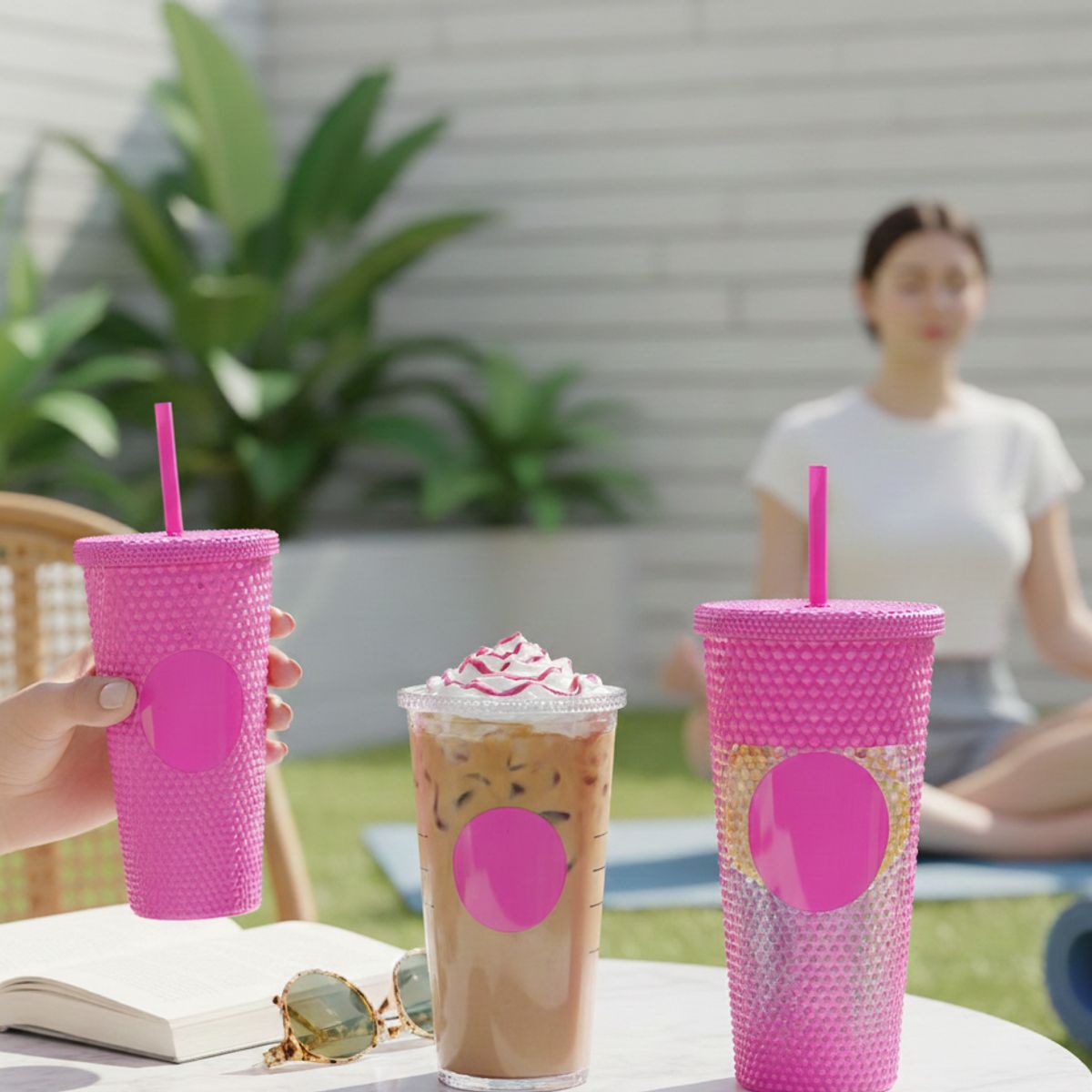 GENERICO - Pack De 3 Vasos Tumbler Tipo Starbucks Con Bombilla Y Tapa