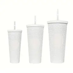 GENERICO - Pack De 3 Vasos Tumbler Tipo Starbucks Con Bombilla Y Tapa