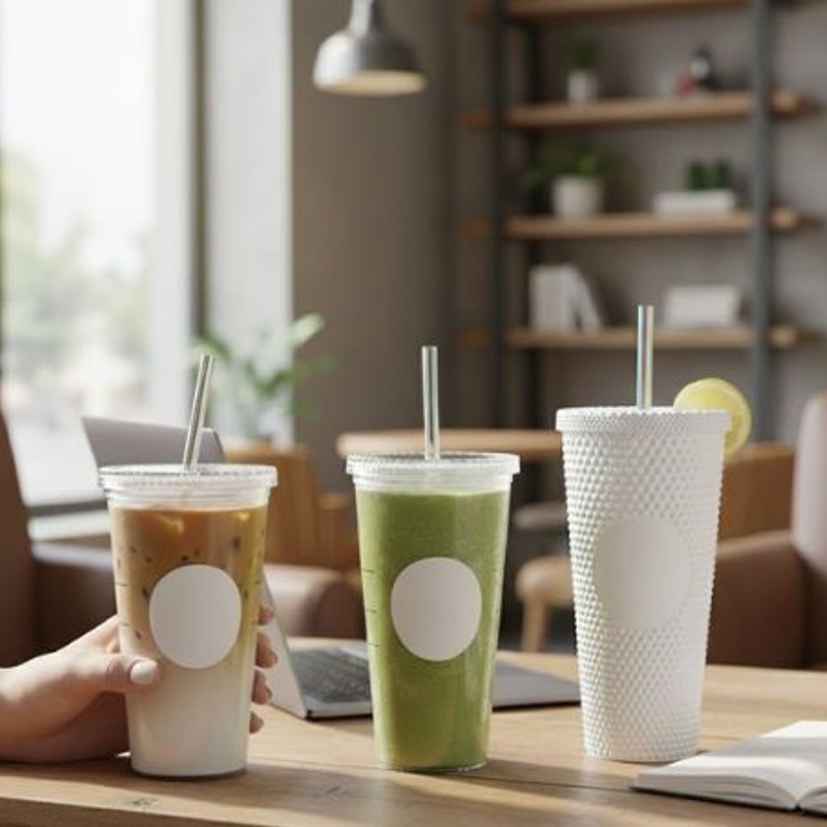 GENERICO - Pack De 3 Vasos Tumbler Tipo Starbucks Con Bombilla Y Tapa