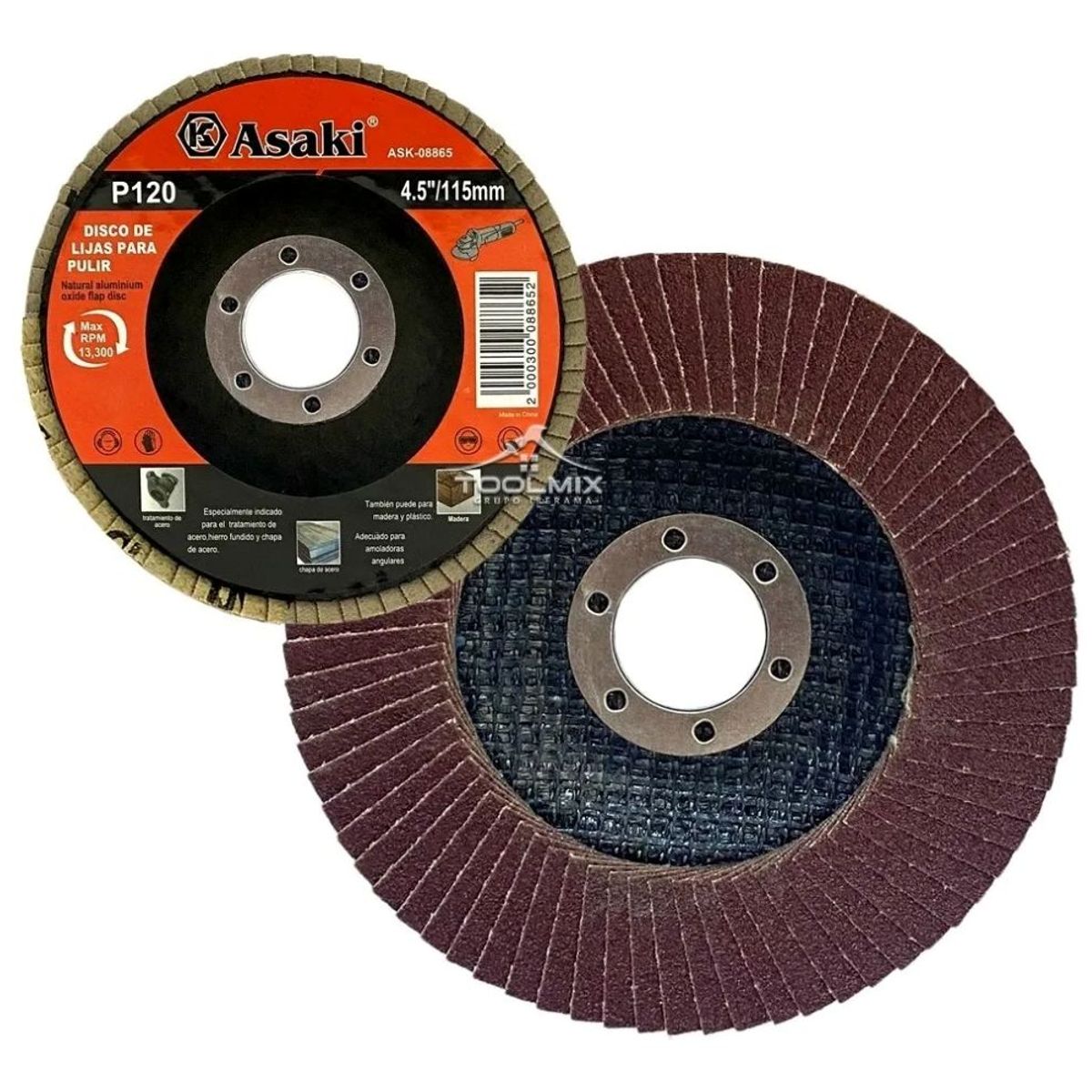 GENERICO - 10 Disco Flap Lija Traslapado Madera Hierro Grano120 4.5 Pulg