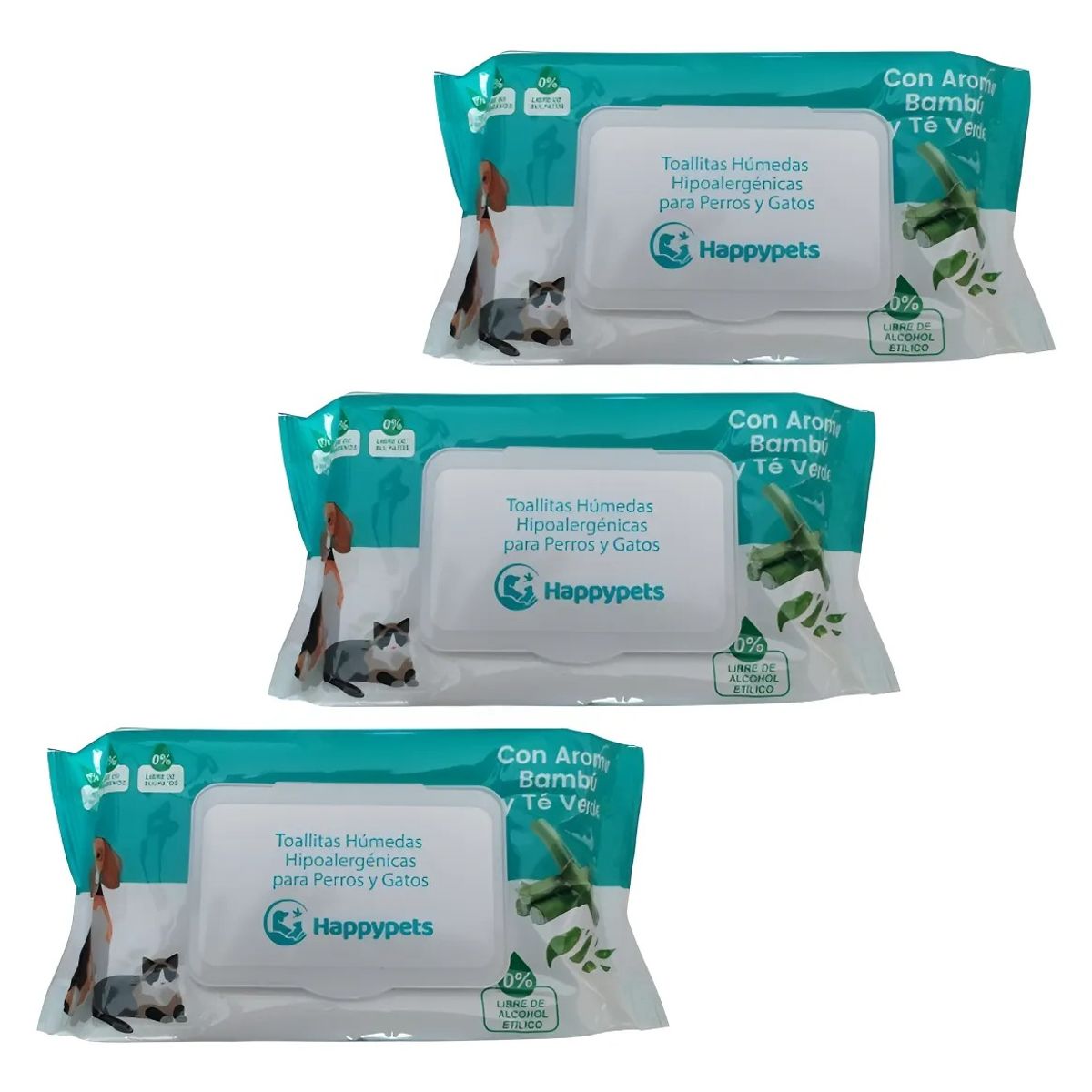 GENERICO - Toallas Húmedas X3 Mascotas Perros Gatos 150u Aroma Bambú